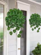 Large Fake Hanging Plants in Pot for Indoor & Outdoor, Long Artificial Monstera Albo Long Plants, 27.6" Fake Potted Vines Ivy Greenery Plant for Room Wall Shelf Decor Living Room Bathroom Patio Porch