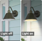 2-Pack Gooseneck Outdoor Light Fixtures, Dark Olive Outdoor Wall Sconces, Farmhouse Barn Light for Porch, Matte Iron Wall Light, Waterproof & Anti-Rust, Garage, Patio, Garden
