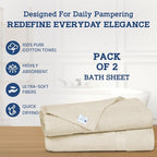 Casa Lino Bath Sheets Set Extra Large - 100% Cotton Extra Large Bath Towels - Highly Absorbent & Quick Dry Oversized Towels for Adults - 60" x 30" - Pack of 2 - (Linen Brown)
