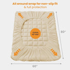 MATBEBY Queen Size Mattress Pad - Cooling Breathable Mattress Topper, Quilted Fitted Mattress Protector, Pillow Top Mattress Cover with 8-21" Deep Pocket, Soft, Machine Washable, Beige, 60x80 Inches