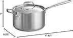 Tramontina Signature Tri-Ply Clad Stainless Steel 4-Quart Sauce Pan with Lid, Induction-Ready, Dishwasher-Safe, NSF-Certified, Made in Brazil