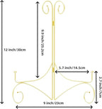 Iron Plate Stand for Display with Folding Design, Picture Stands for Tables, 12 Inch Large Easels for Displaying for Book, Art Piece, Photo and Platter, 12’’ Gold, 2-Pack