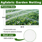 Agfabric Garden Netting 10'x20' Insect Pest Barrier Bird Netting for Garden Protection,Row Cover Mesh Netting for Vegetables Fruit Trees and Plants,White