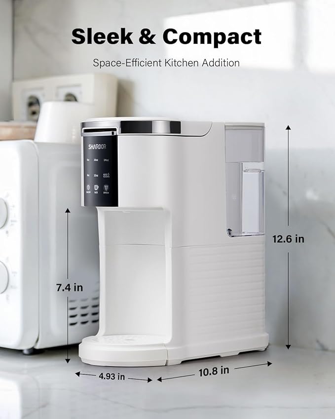 SHARDOR 3 in 1 Coffee Maker, K Cup Coffee Maker Compatible with Ground Coffee & Teas, Single Serve Coffee Machine, 6–14oz Brew Sizes, 40oz Detachable Water Reservoir, Descale Settings, White