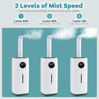 ARLIME Humidifier Large Room 2200 Sq.Ft, 5.5Gal Top Fill Commercial Humidifier w/3 Mist Levels, Extension Tube, 360° Nozzles & Remote Control, Whole House Humidifier w/Wheels for Bedroom, Plants, Gree
