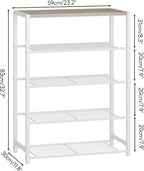 Yusong Shoe Rack Organizer, 5 Tier Industrial Shoe Storage Shelf, Narrow Sturdy Metal Shoe Shelves for Closet Entryway, White