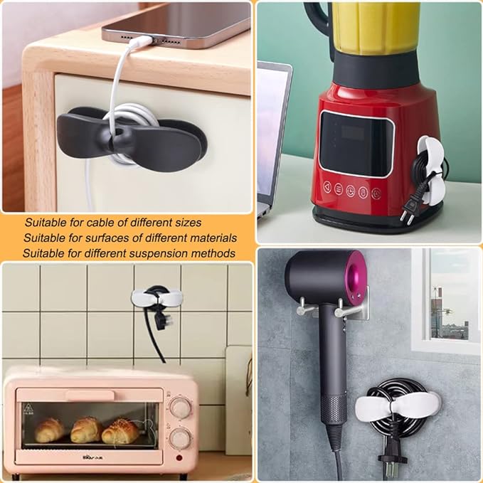 Cord Organizer for Appliances, 10PCS Kitchen Appliance Cord Winder Cable Organizer, Cord Holder Cord Wrapper for Appliances Stick on Pressure Cooker, Mixer, Blender, Coffee Maker, Air Fryer