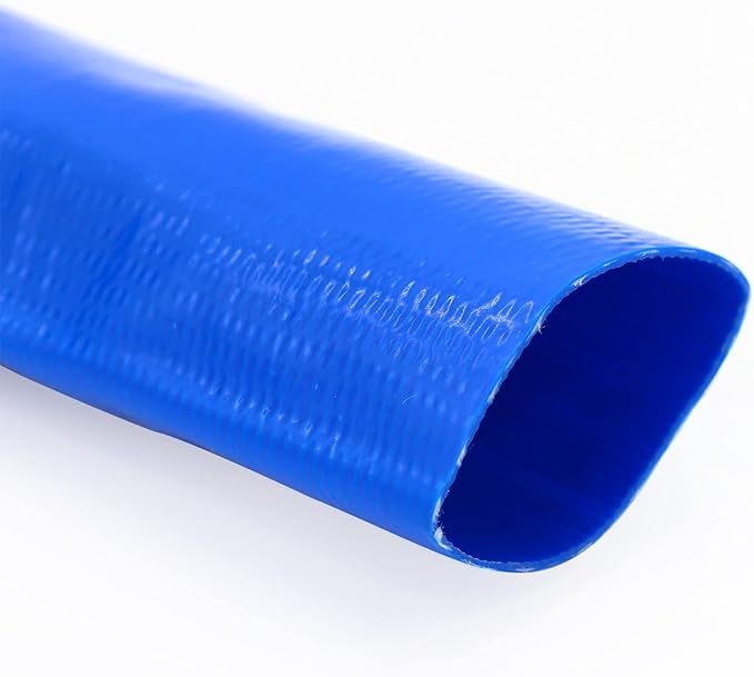 DAVCO 3" x 25 ft Pool Backwash Hose, 3” Diameter and 5” Flat Wide Heavy Duty Reinforced Blue PVC Lay Flat Water Discharge Pump Hoses For Swimming Drain Pools and Clean Filters,with 1 Clamp