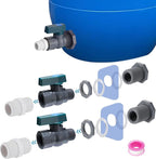 2 Pcs Easy Install Rain Barrel Spigot Kit, 3/4 Inch Rain Barrel Valve with Hose Faucet Adapter Thread Sealing Tape, Durable PVC Barrel Diverter Kit for Garden Barrels Water Tanks Aquariums