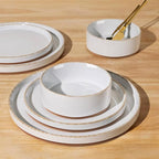 AmorArc Ceramic Dinnerware Sets for 6, 18 Pieces Handpainted Plates and Bowls Set with Rustic Terracotta Underside, Scratch Resistant Stoneware Dishes Set, Dishwasher & Microwave Safe