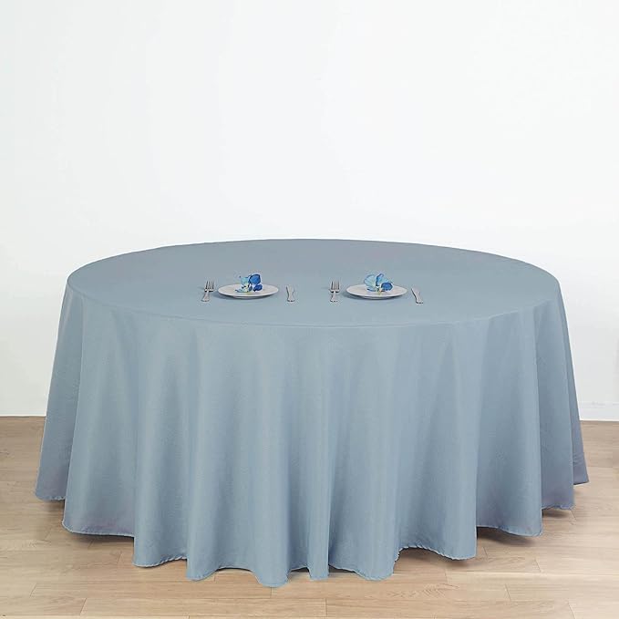 Efavormart Round Tablecloth, 120 Inch Stain & Wrinkle Resistant Washable Table Cloth, Decorative Polyester Fabric Table Cover for Banquet, Wedding, Dining - Dusty Blue