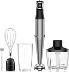 Immersion Blender Handheld 1100W 5 in 1 Corded Stick Hand Blenders for Kitchen with Trigger Speed Control, with Beaker, Chopper, Whisk, Frother, Perfect Emulsifier for Soup, Smoothie, Puree