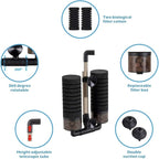 hygger Sponge Filter, Aquarium Filter Double Sponge Replaceable Media with 4 Biochemical Sponges and 1 Bag of Filtered Ceramic Balls Ultra Quiet Filter Fish Tank (S/M) (M for 15 to 55 Gallon Tank)