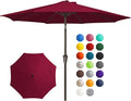 JEAREY 10FT Outdoor Patio Umbrella Outdoor Table Umbrella with Push Button Tilt and Crank, Market Umbrella 8 Sturdy Ribs UV Protection Waterproof for Pool, Garden (Wine Red)