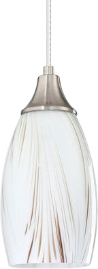 Mini Milk Glass Pendant Lights,Handcrafted Art Glass Pendant Hanging Light fixtures with Brushed Nickel Finish Adjustable Cord Glass Pendant Light Shade for Kitchen Island,Hallway,Dining Room