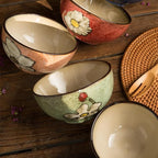 Ceramic Bowls For Kitchen, 28oz - Bowl Set of 4 - For Cereal, Salad, Pasta, Soup, Ramen, Serving etc - Dishwasher, Microwave, and Oven Safe - For Breakfast, Lunch and Dinner (Blue+Red+Green+Pink)