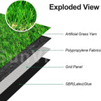 Artificial Grass Turf 15FTx35FT, 1.38" Pile Height Realistic Synthetic Grass, Indoor Outdoor Pet Faux Grass Astro Rug Carpet for Garden Backyard Patio Balcony
