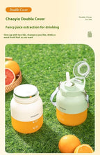 OSTMARS Portable Fruit Blender, Automatic Mini Juicer Cup, Mint Green and Yellow, 500mL Capacity