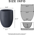 Kante 21.7" H Dark Gray Concrete Tall Planter, Large Outdoor Indoor Decorative Pot with Drainage Hole and Rubber Plug, Modern Round Style for Home and Garden