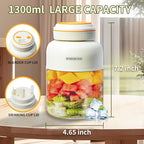 WISEBOND Portable Smoothie Blender for Shakes & Smoothies 43oz 1300ML large Capacity Cordless Juicer Cup Sharp Blades Powerful Blending Juice Vegetable Crush Small Ice for Kitchen Gym Outdoor