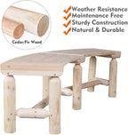 Curved Fire Pit Bench - Solid Wood Backless Outdoor Seat for Patio, Garden, Deck & Tree Surround, Rustic Log Style Circular Seating 40"-55" W×14" D×16.5" H, Natural Finish