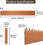 Cor-Ten Steel Landscape Edging with Rust Patina Finish, Pre-Rusted Cor-Ten Steel Landscape Edging, 42 inch Strips, 6 inch Depth (6 Pack)
