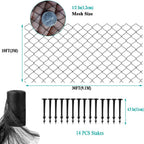 Koi Pond Netting for Leaves 10x30 Ft, 1/2 in Strong Woven Fine Mesh Pond Leaf Net Cover, Protecting Koi Fish from Herons, Raccoons, Birds, Cats & Predators, 14 Pcs Stakes Included