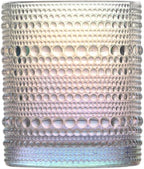 Fortessa Jupiter Beaded Hobnail Glass, 10 Ounce Double Old Fashioned (Set of 6), Iridescent