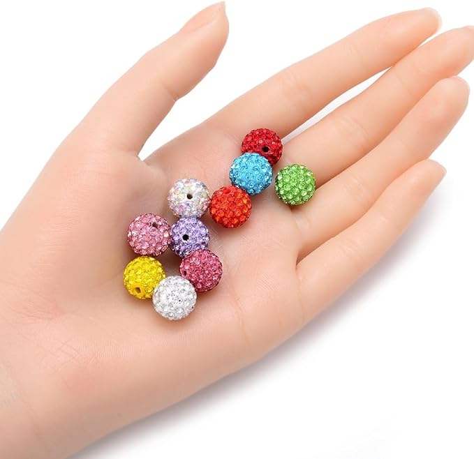 50pcs Adabele Grade A Suncatcher Crystal Rhinestone Pave Loose Beads 12mm Sapphire Blue Polymer Clay Disco Ball Spacers Compatible with Shamballa All Craft Jewelry Making DB12-13