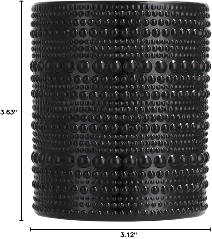 Fortessa Jupiter Beaded Hobnail Glass, 10 Ounce Double Old Fashioned (Set of 6), Obsidian Black