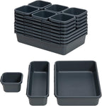 BYCY 18 Pcs Drawer Organizers Trays Set for Office Bathroom Dresser Interlocking Dividers Storage Bins Pack (18 Pieces Set)