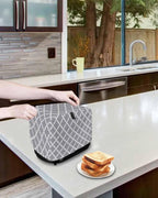 Toaster Cover 2 Slice Moroccan Pattern Toaster Oven Cover with Pockets Geometric Trellis Grey Dustproof Bakeware Protector Small Kitchen Appliance Dust Covers and Fingerprint Protection for Women