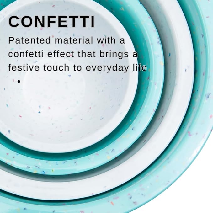 Confetti Nesting Mixing Bowls Set - 4-Piece Colorful Kitchen Bowls (18oz, 1.25QT, 2.5QT, 4QT) - BPA-Free, Dishwasher Safe, Space-Saving Design Eggshell Color