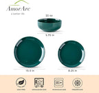 AmorArc Ceramic Dinnerware Sets for 6,Porcelain Plates and Bowls Sets, Scratch Resistant Dishes Set, Dishwasher & Microwave & Oven Safe Dishes Set,White Dishware Service for 6-18 pcs