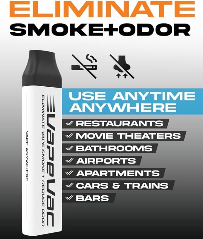 VapeVac(Registered AMZ Brand) – Pocket-Sized Personal Air Filter for Discreet Output Reduction | Minimizes Odor, Keeps Air Fresh | Not an Emission Device – 500+ Uses