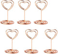 20pcs Mini Place Card Holders, Wire Table Picture Photo Holders with Heart Shaped Menu Memo Clips for Wedding Favors (Rose Gold)