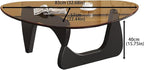 EASYSOUL Modern Glass Coffee Table, 32.68" D x 22.44" W x 15.75" H, Abstract Round Tea Tables for Living Room Home Office Industrial Cocktail Tables (Black-Brown Glass, 32.68")