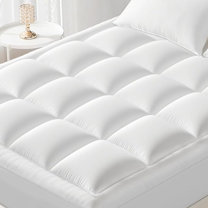 YUGYVOB Twin XL Mattress Topper -600GSM Extra Thick Cooling & Breathable Mattress Pad with Deep Pocket 8"-21" & Soft Down Alternative Filling, White