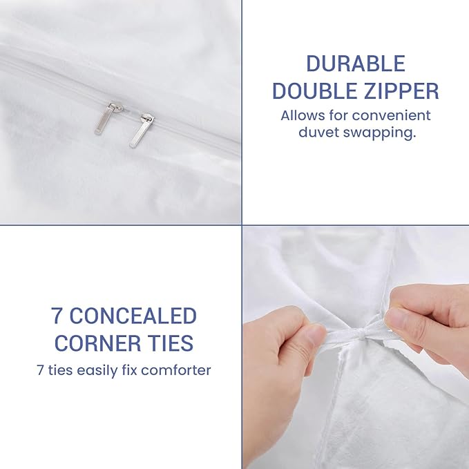 Kotton Culture 100% Washed Cotton Duvet Cover Set King Size- 600 Thread Count Comforter Cover, Soft Linen Feel, Luxury,3-Pc Set with Zipper Closure & Corner Ties (Washed Cotton White, King 102"X94")
