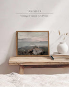 InSimSea Framed Wall Art for Living Room - Vintage Coastal Town Landscape Canvas - Rustic Farmhouse Decor for Office - Retro Room Decorations 9x11in