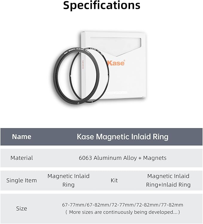 Kase 95mm Magnetic Screw in Adapter Ring Kit, Brass Magnetic to Threaded Filter Adapter Rings for Camera Lenses, Ultra-Thin 3.4mm Profile, Quick-Release Design, Compatible with UV CPL ND Filters