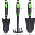 Garden Tools Set, 3 Pack Heavy Duty Gardening Kit Including Garden Shovel, Transplant Trowel and Hand Rake, Ideal for Digging, Weeding and Planting