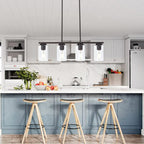 Farmhouse Dining Room Chandelier 4-Lights Kitchen Island Light, Clear Glass Pendant Lighting Fixtures in Oil Rubbed Bronze