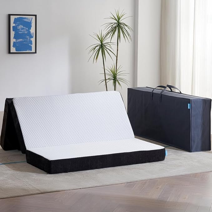 Odorless Foldable Mattress Queen 80" x 60" x 6", 6 Inch Folding Foam Mattress with Storage Bag, Trifold Memory Foam Mattress for RV, Guest Bed