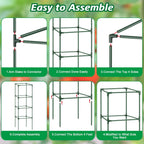 6Pack Tomato Cage, 57*15.4*15.4 Inches Garden Tomato Cages Plant Support Square Pole, Heavy Duty Steel Plant Tower Stakes,Cherry Tomato Trellis Cucumber for Climbing Vegetables Flowers Fruits-Green