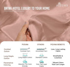 Pizuna Pure 100% Cotton Queen Duvet Cover Set, Luxurious 400 Thread Count Long Staple Cotton Sateen Weave with Button Closure (Combed Misty Rose Cotton Duvet Cover Queen)