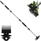 Weed Tool with Long Handle - 60" Manual Weeder Remover Tool, 2 in 1 Hand Weed Rake and Garden Hoe for Gardening, Heavy Duty Uprooting Weeding Pull for Yard, Lawn, Patio and Garden