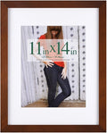 RPJC 11x14 Picture Frames Made of Solid Wood and High Definition Glass Display Pictures 8x10 with Mat or 11x14 Without Mat for Wall Mounting Photo Frame Brown