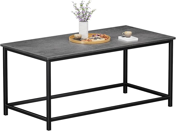 SAYGOER Small Coffee Table Modern Coffee Tables Open Design Rectangular Minimalist Center Table for Living Room Home Office, Easy Assembly, 39.37x19.69 x17.72, Gray Black