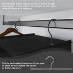 6-Shelf Hanging Closet Organizer with Drawers, Wardrobe Clothes Storage Foldable Portable Hanging Closet Shelves for Clothes Shoes, 47"x13.75"x12.25", Black